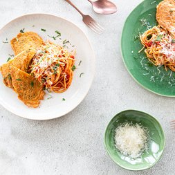 Chicorée-Piccata mit Spaghetti