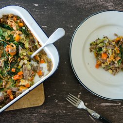 Pizzoccheri mit Lauch, Wirz und Kürbis