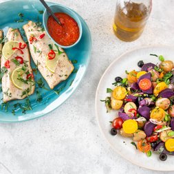 Kartoffelsalat mit Forellenfilet 